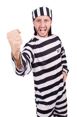 Prison inmate isolated on the white background