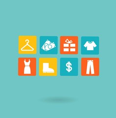 16 icons set. Shopping, Euro