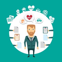 insurance agent works with clients illustration