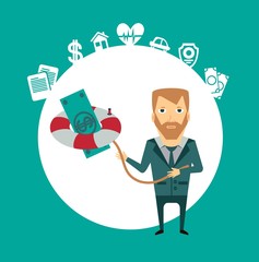 insurance agent keeps a lifeline with money illustration