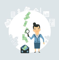 Accountant steals money illustration