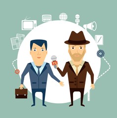 journalist interviews a person  illustration