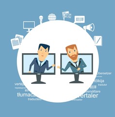 translator said on Skype with a foreigner   illustration