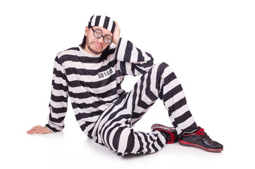 Prison inmate isolated on the white background