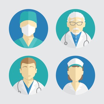 illustration of flat design. people icons. doctor and nurse