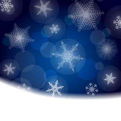 Christmas background - blue with white snowflakes