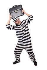 Prison inmate isolated on the white background