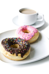 Donuts and coffee cup