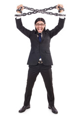 Man with chain isolated on the white
