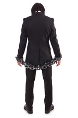 Man with chain isolated on the white