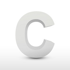white letter C isolated on white