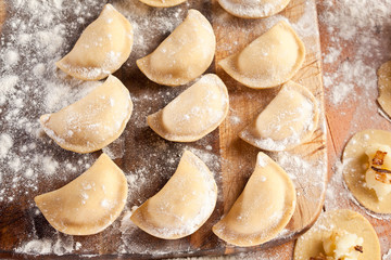 Vareniki (dumplings) with potatoes and onion.
