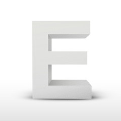white letter E isolated on white