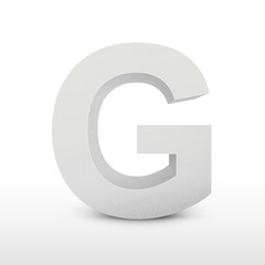 white letter G isolated on white