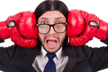 Businessman boxer isolated on the white
