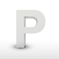 white letter P isolated on white