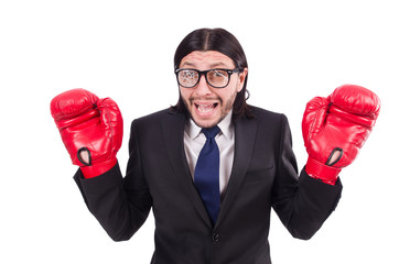 Businessman boxer isolated on the white