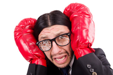 Businessman boxer isolated on the white