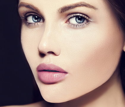 beauty portrait of  sensul model with nude makeup