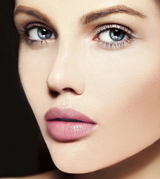 beauty portrait of  sensul model with nude makeup