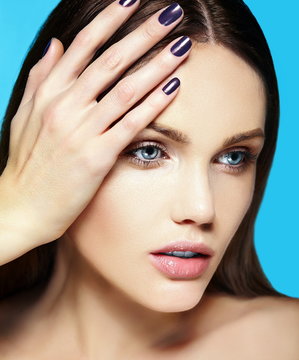 beauty portrait of  sensul model with nude makeup