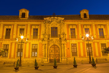 Fototapeta na wymiar Seville - Palacio arzobispal (archiepiscopal palace) at dusk