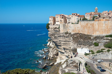 The citadel of Bonifacio view from the cliff, Corsica, France