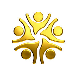 Teamwork 5 winner people in golden color