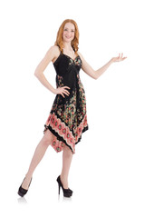 Woman in fashion concept isolated on white