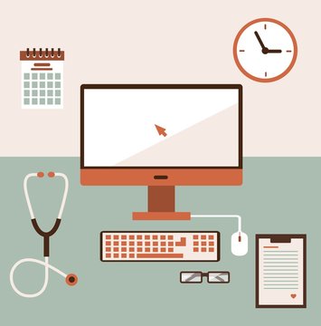 Medical workplace. Flat design.