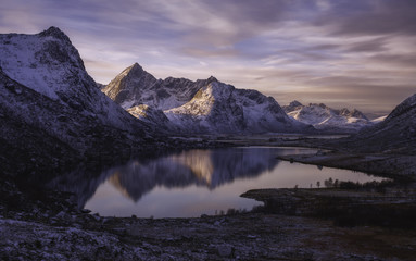 Sunrise over Norway mountains