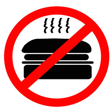 No Food Allowed Sign Over a White Background
