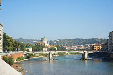 Bridge in Verona over Adige river