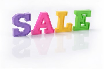 Sale written by colorful letters on a white