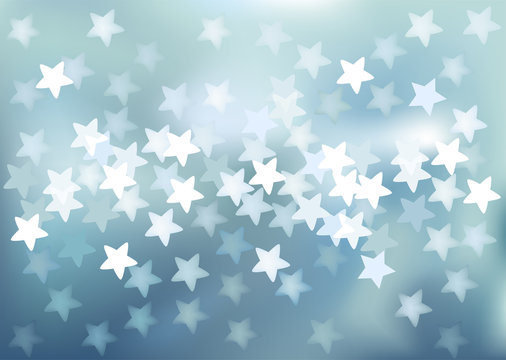 Blue festive lights in star shape, vector background.