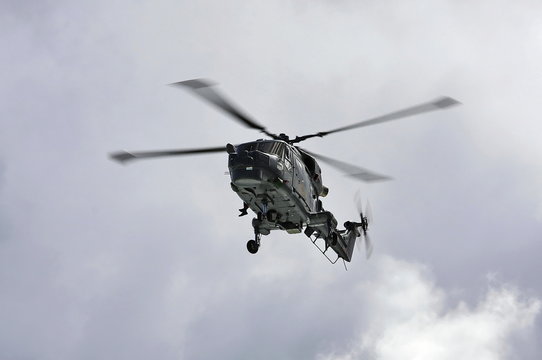 Naval helicopter on training mission