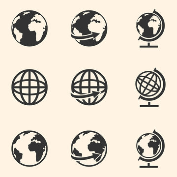 Vector Set of Globe Icons