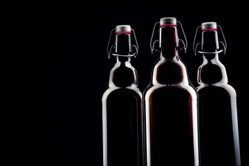 bottle of beer on black