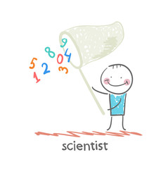 scientist catches a butterfly net figures