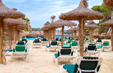 Plenty of sun loungers on the beach.