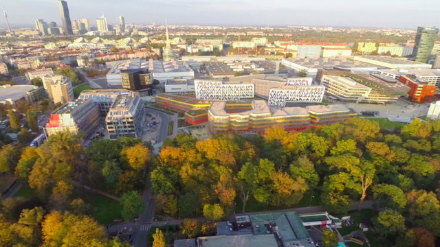 City skyline, Austria Vienna buildings architecture, aerial shot