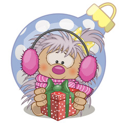 Hedgehog in a fur headphones