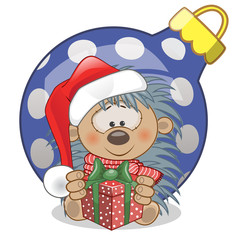 Hedgehog in a Santa hat