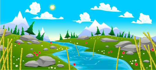 Obraz premium Mountain landscape with river.