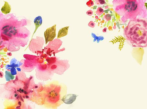 Watercolor flowers card