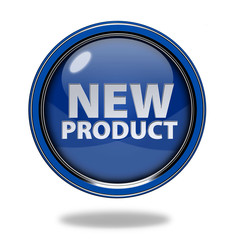 new product circular icon on white background