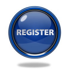 register circular button on white background