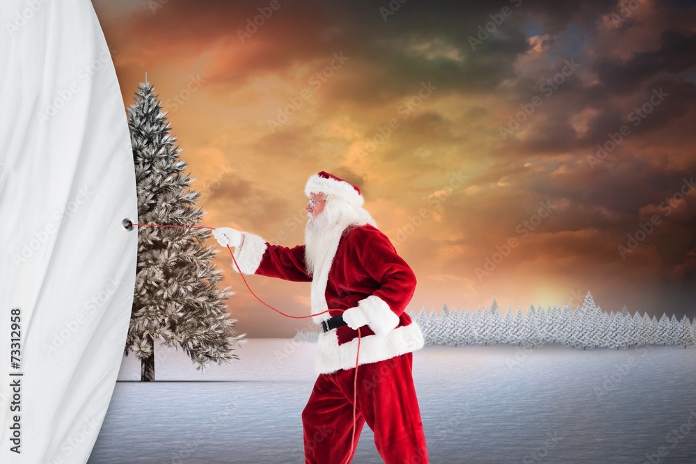 Aufkleber composite image of santa pulls something with a rope
