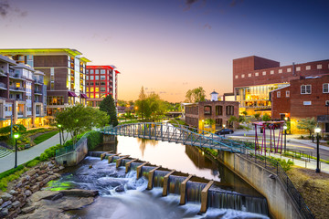 Obraz premium Greenville, Karolina Południowa, USA Centrum miasta