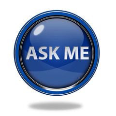 ask me circular icon on white background